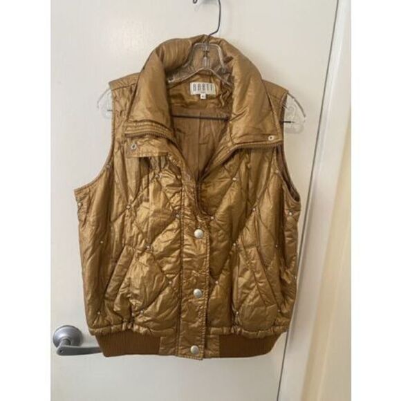 Barti Italy Bronze Quilted Vest W/ Rhinestones Size 40 US SIze M - Picture 2 of 12